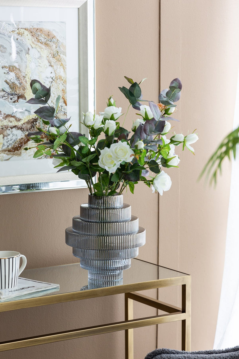 Multi-Tiered Geometric Vase with Smoked Glass Finish by HouseOfZazla