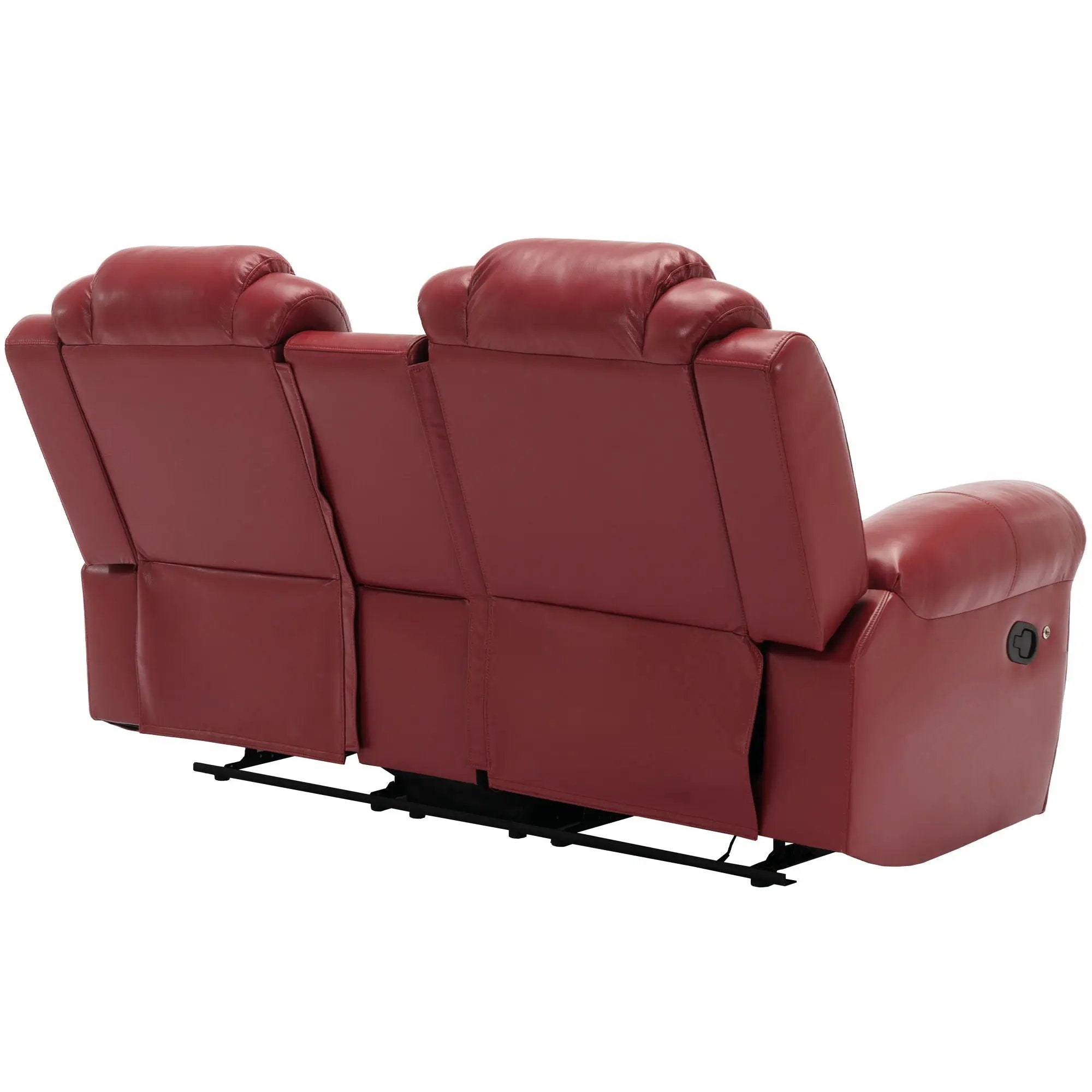 Home Theater Seating Manual Recliner Loveseat With Hide-Away Storage, Cup Holders And Led Light Strip For Living Room by HouseOfZazla