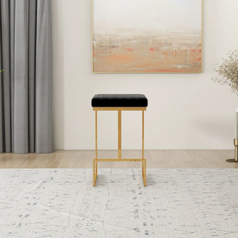 Joel - Upholstered Stool - Black / Gold by HouseOfZazla