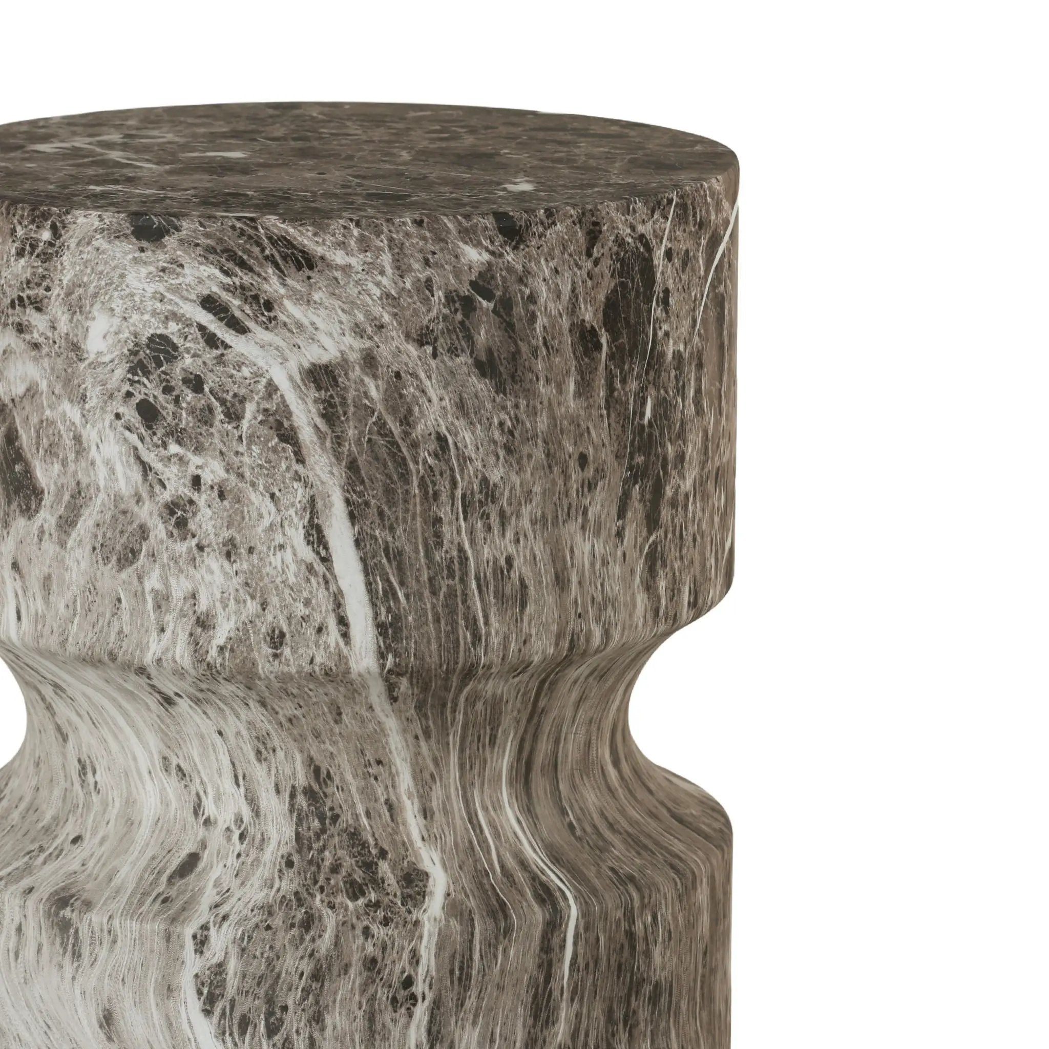 Outdoor Geometric Round End Table - Marble by Unique Piece Furniture