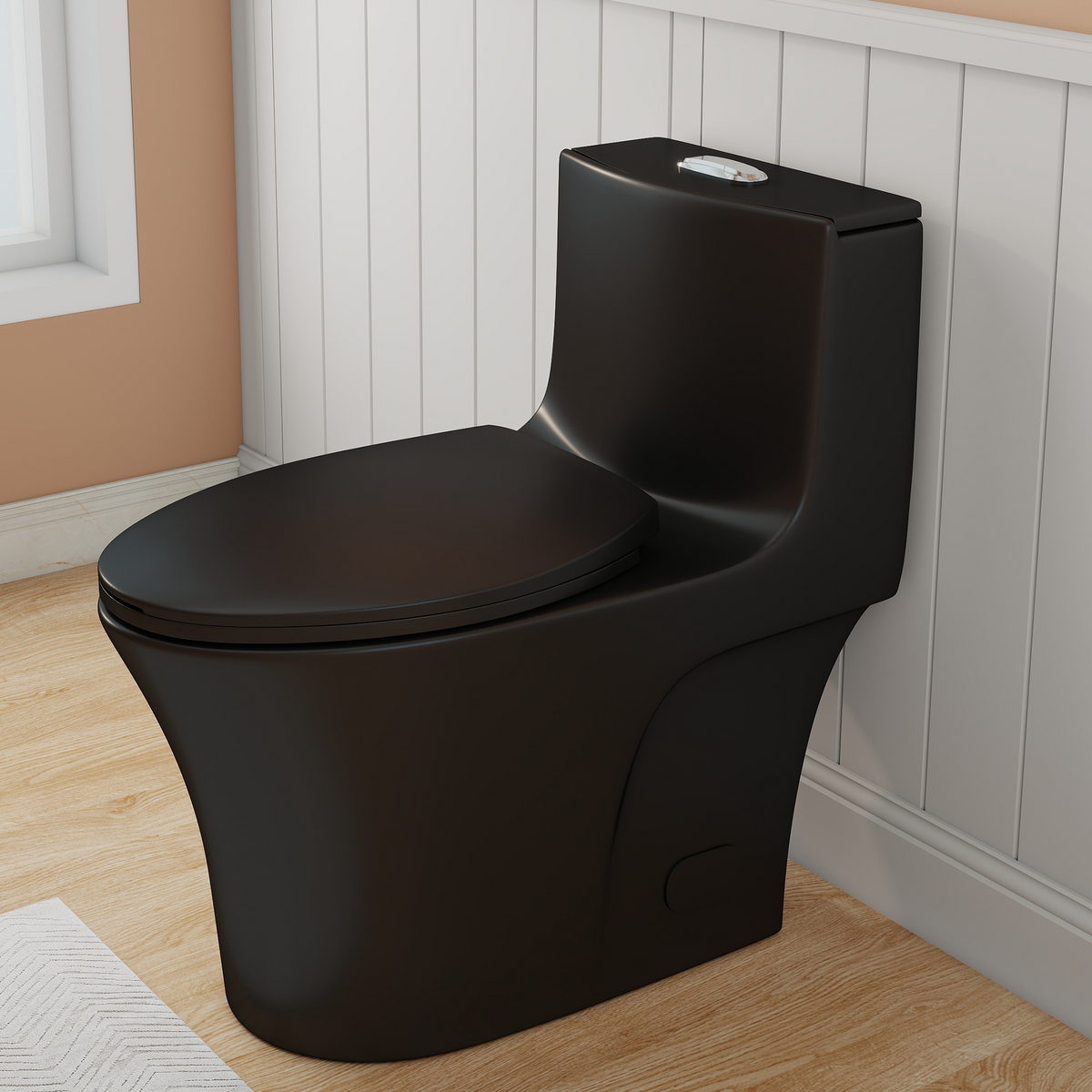0.8/1.28 GPF Siphonic Dual‑Flush One‑Piece Toilet, 17" ADA Comfort Height, Elongated Rimmed Bowl, Top‑Button, 12" Rough‑In, Soft‑Closing Seat & Lid, 1000g MaP Score, photo 2 of 10