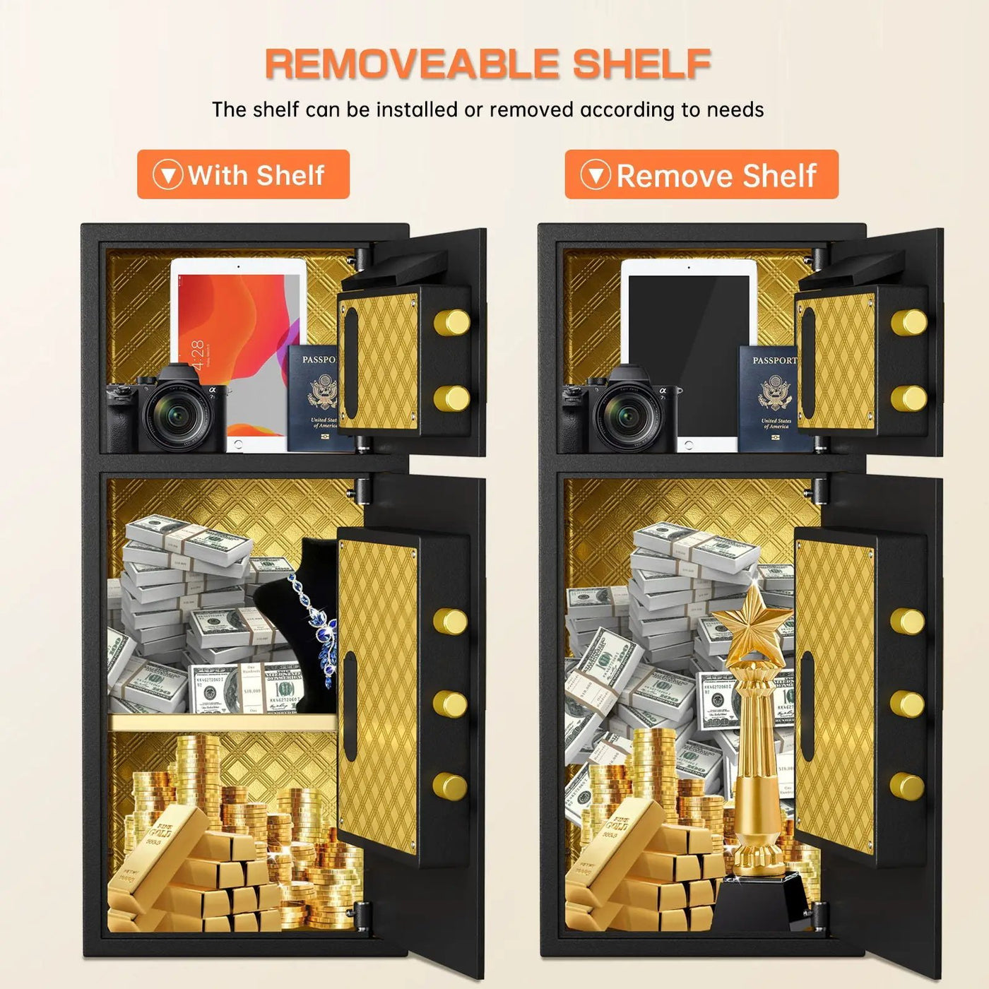 Large Double Door Coin Operated Safe, Digital Security Safe With Fireproof And Waterproof Bag by HouseOfZazla