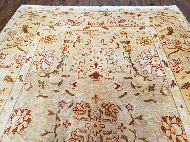 Vintage Turkish Oushak Area Rug 6x9, Wool Hand-Knotted by Jewel Rugs