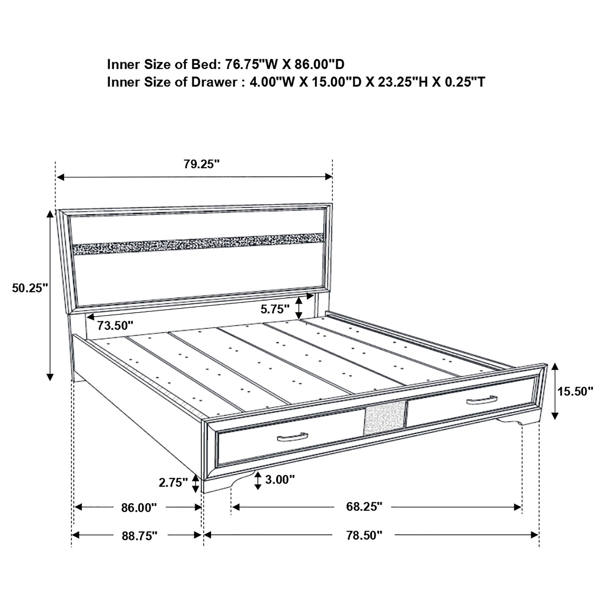 California King Storage Platform Bed With 2 Drawer - White by HouseOfZazla