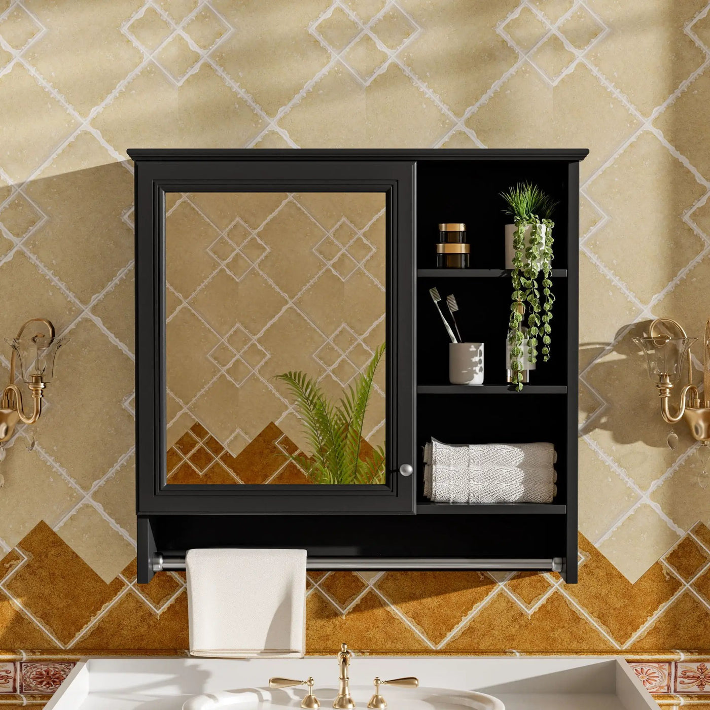 Wall Mount 2 In 1 Mirror Cabinet With Adjustable Shelf, Soft-Closing Hinges by HouseOfZazla