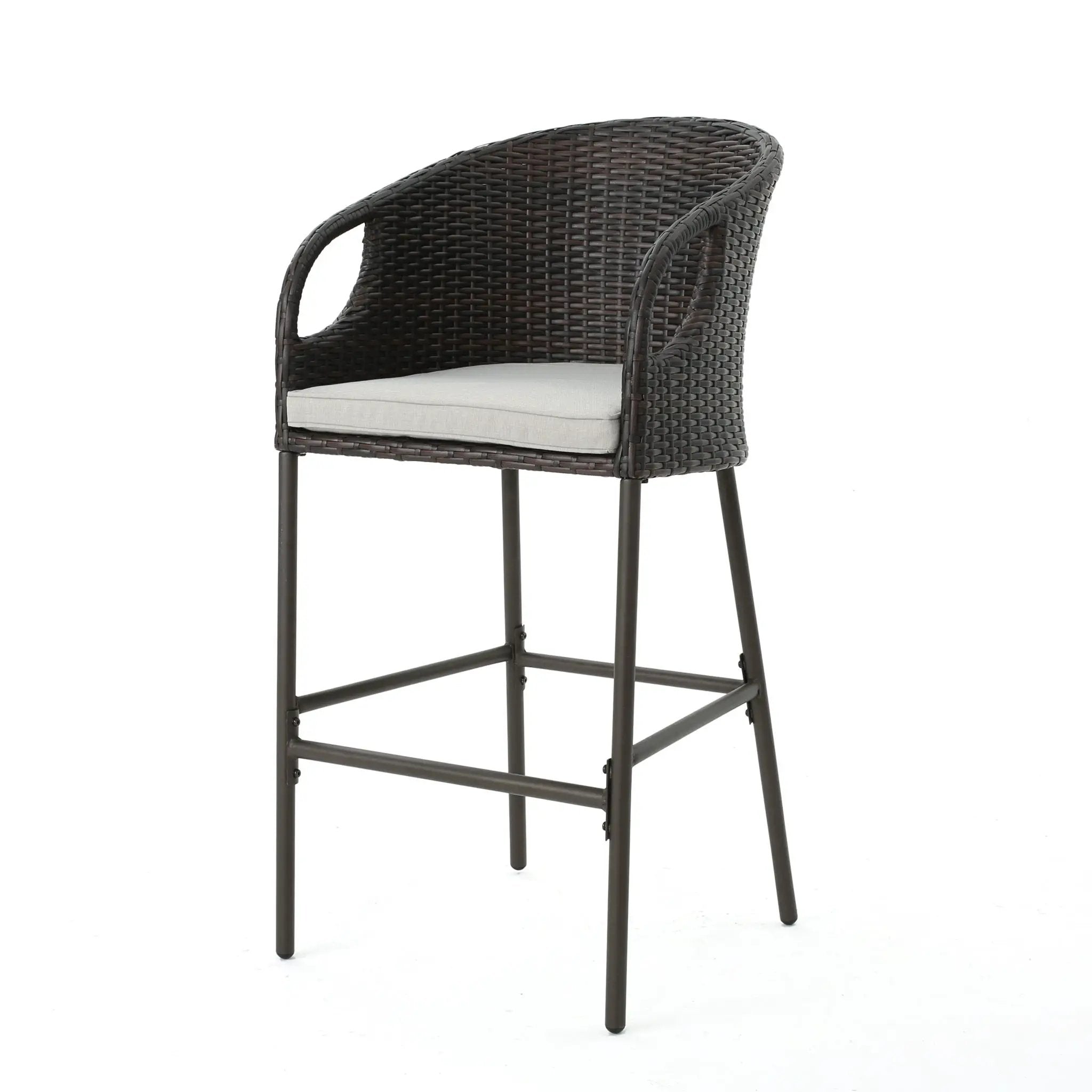 Outdoor 31" Rattan Barstools With Waterproof Cushions (Set of 2) - Multi Brown by HouseOfZazla