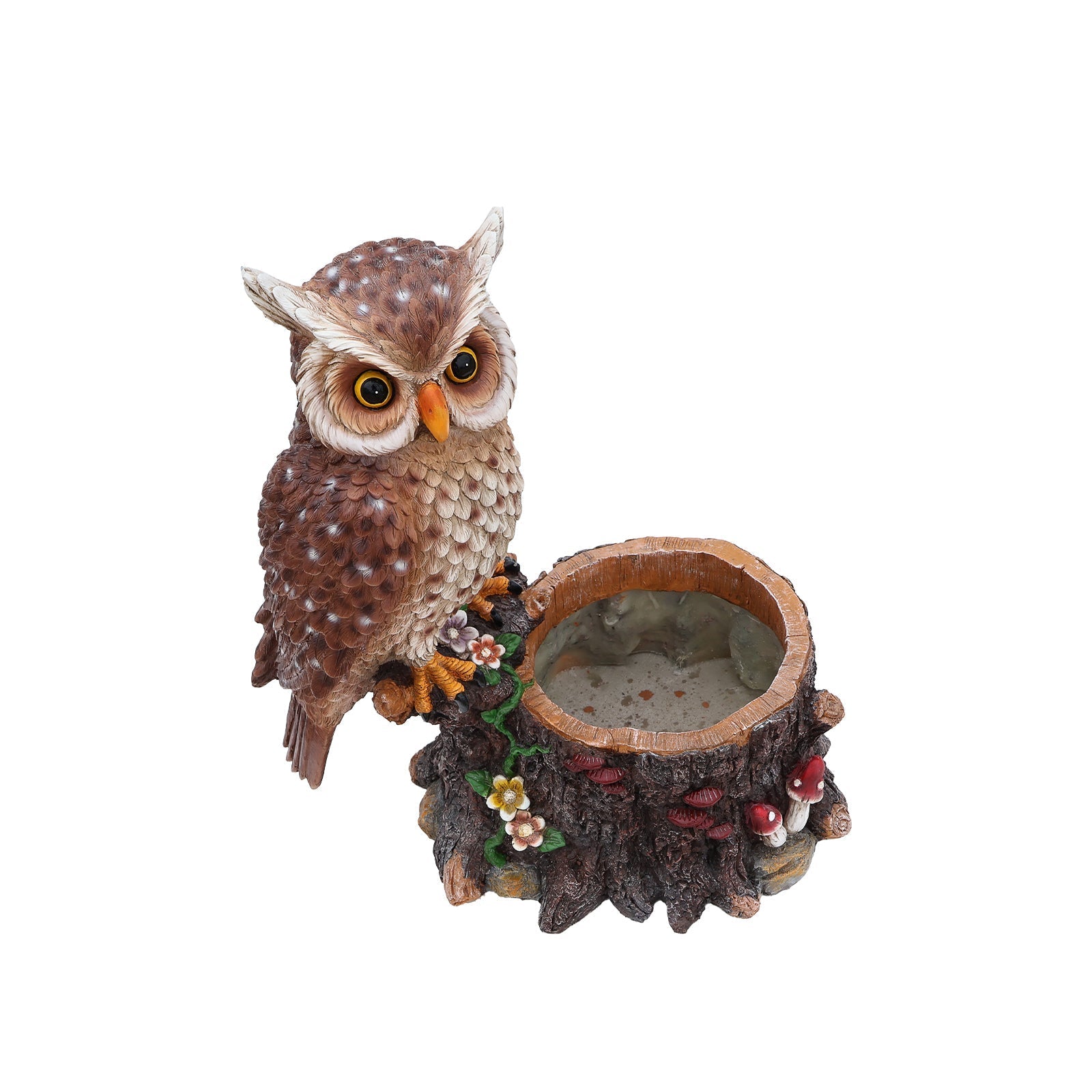 Sitting Owl with Tree Trunk Garden Planter by HouseOfZazla