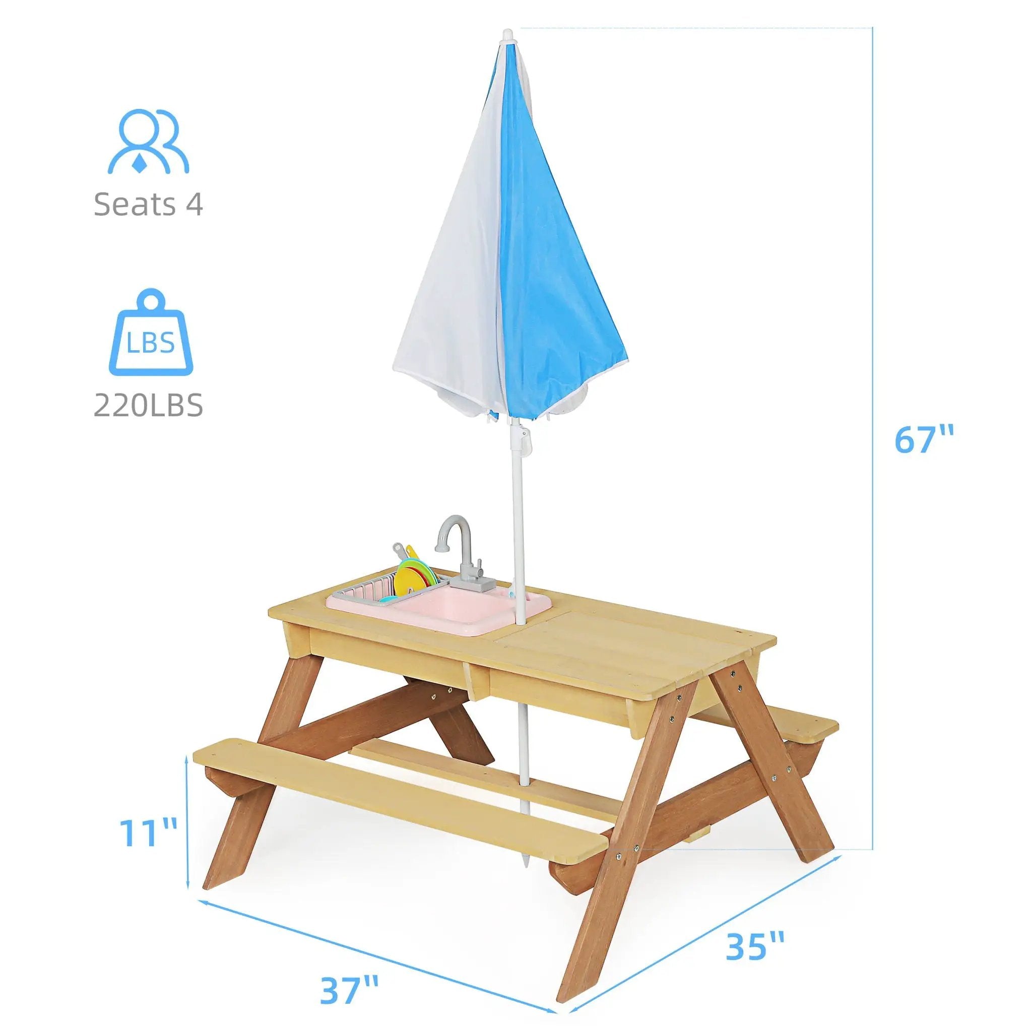 Kids Picnic Table With Sand and Water Table Conversion by HouseOfZazla