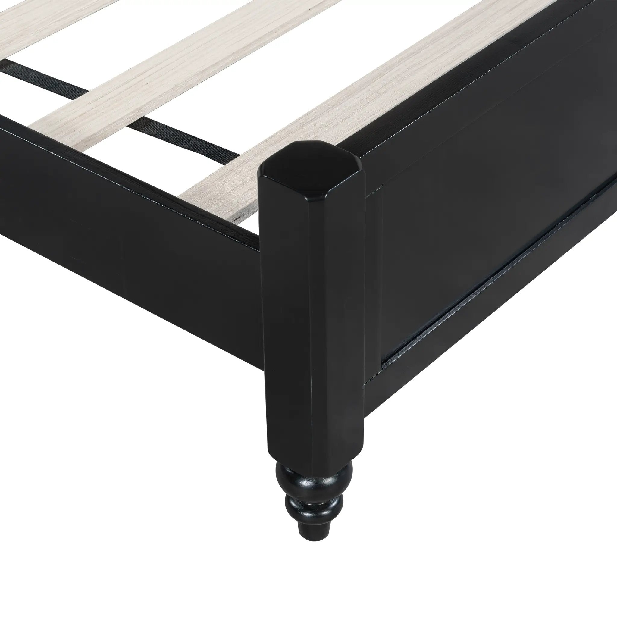 King Bed Frame, Solid Wood Platform with Slats, Modern by HouseOfZazla