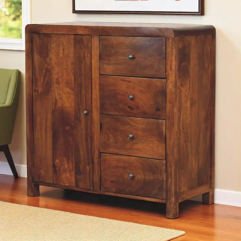 Solid Wood Aspen Cabinet, 2 Shelves, 4-Drawers by HouseOfZazla