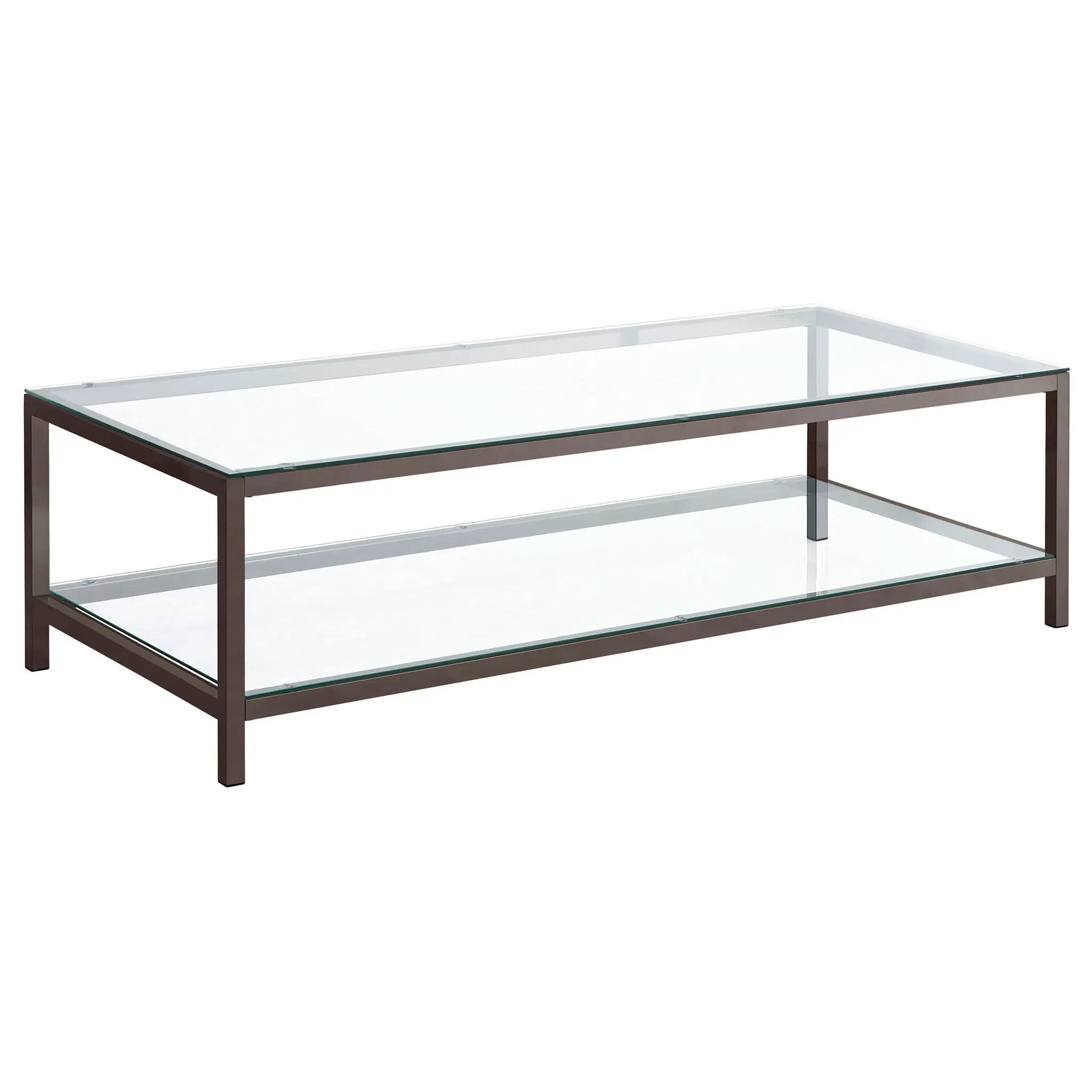 Trini 1-shelf Glass Top Coffee Table Black Nickel by Unique Piece Furniture
