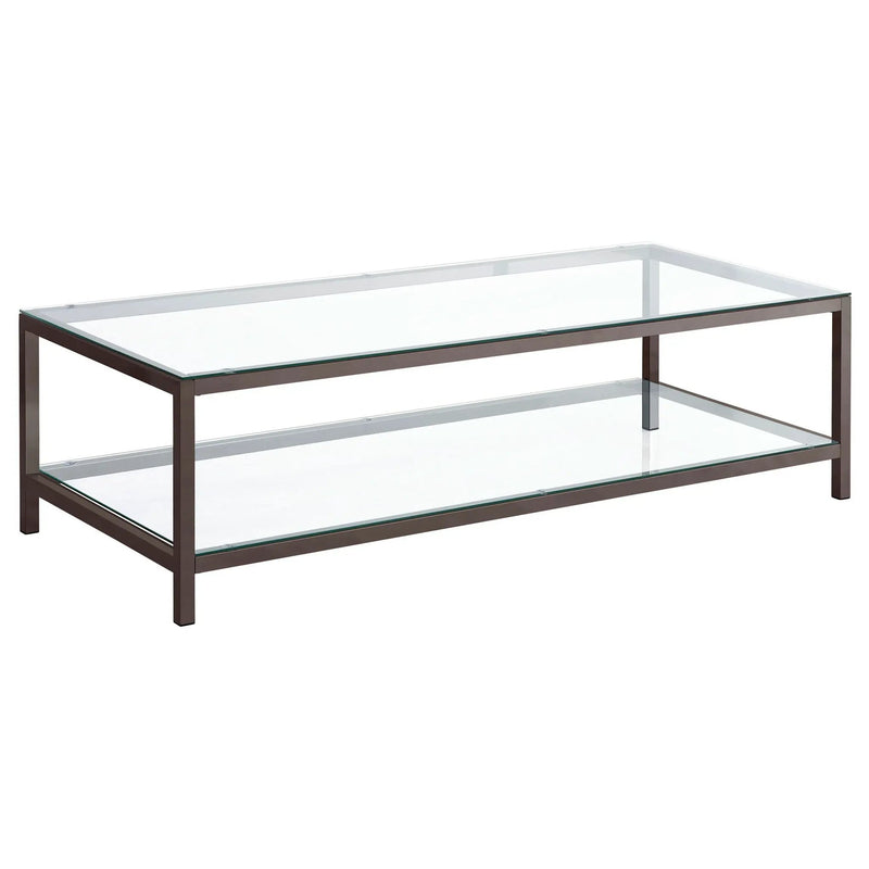 Trini 1-shelf Glass Top Coffee Table Black Nickel by Unique Piece Furniture