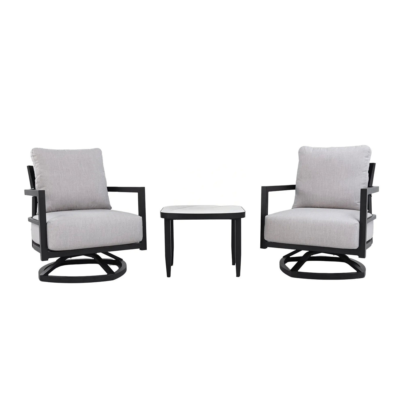 Outdoor Patio Furniture Chat Set with Sunbrella Cushions and Side Table by HouseOfZazla