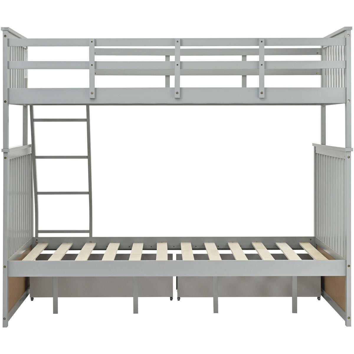 Twin over Full Bunk Bed with Ladder and Safety Guard Rails – Dark Gray or Dark Brown, photo 4 of 40