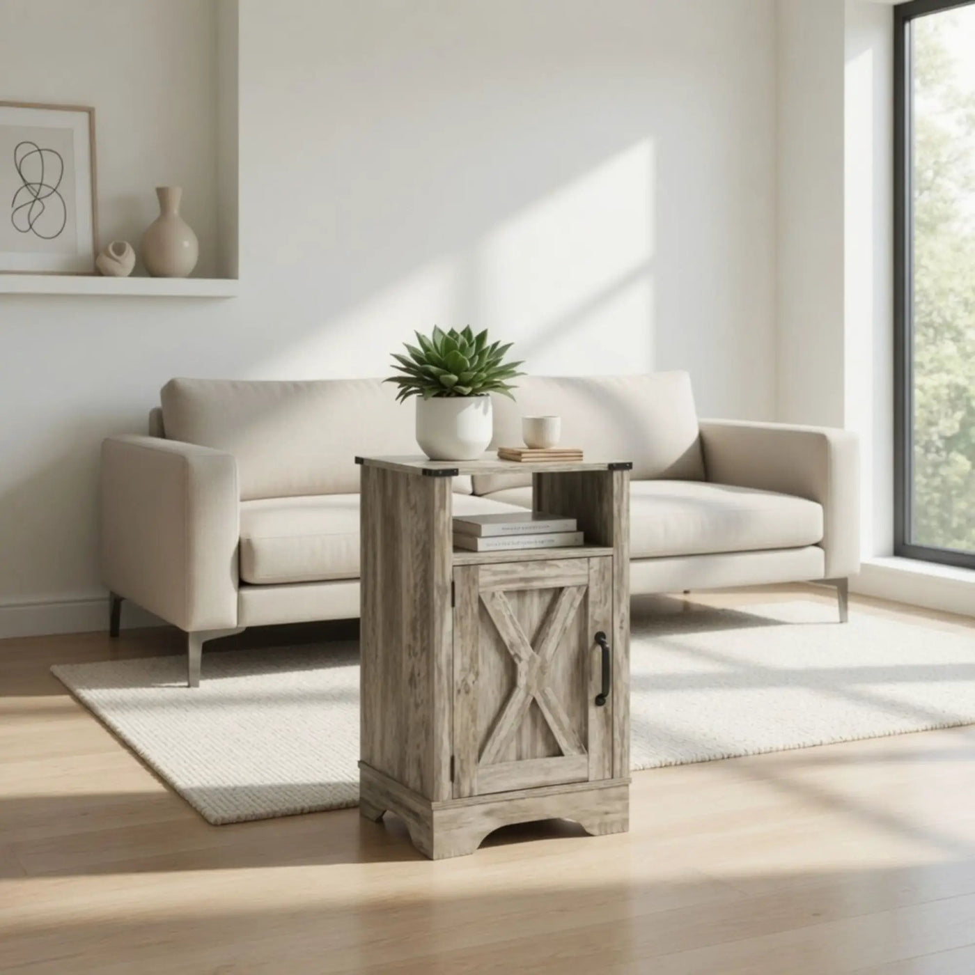 Farmhouse Nightstand, Charging Station & Storage by HouseOfZazla