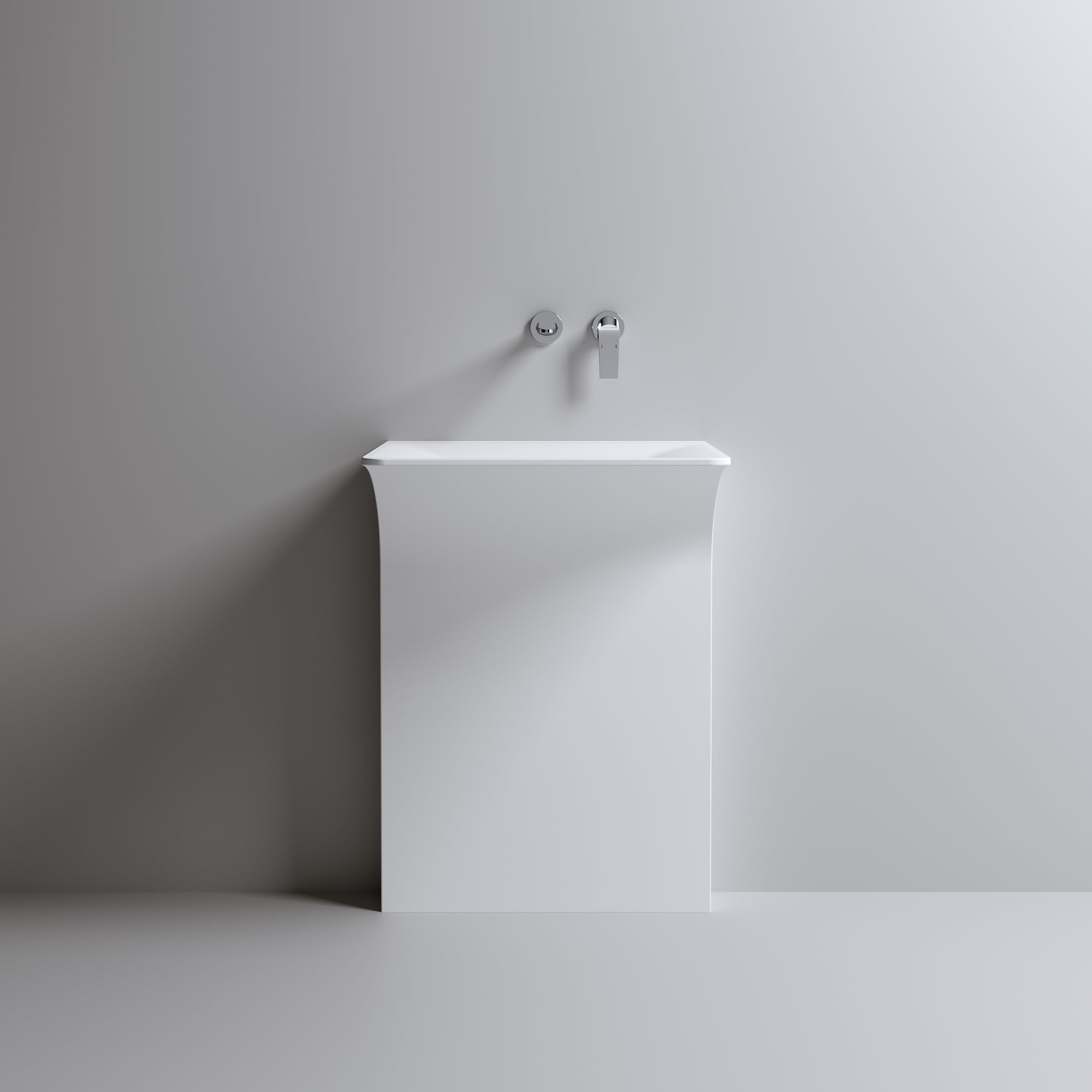 Modern Wall-Mounted Solid Surface Pedestal Sink by HouseOfZazla