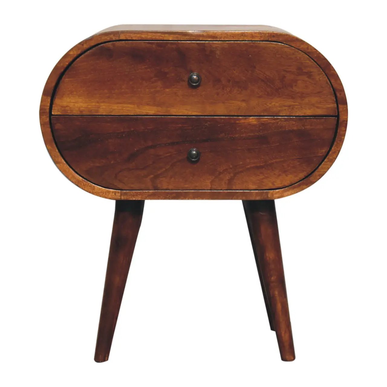 Solid Wood Large Chestnut Circular Bedside Table by HouseOfZazla