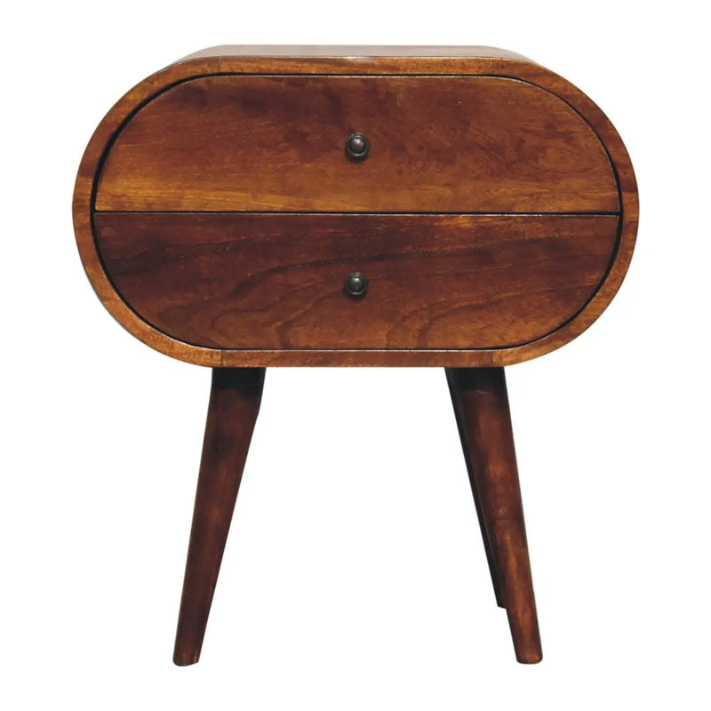 Solid Wood Large Chestnut Circular Bedside Table by HouseOfZazla