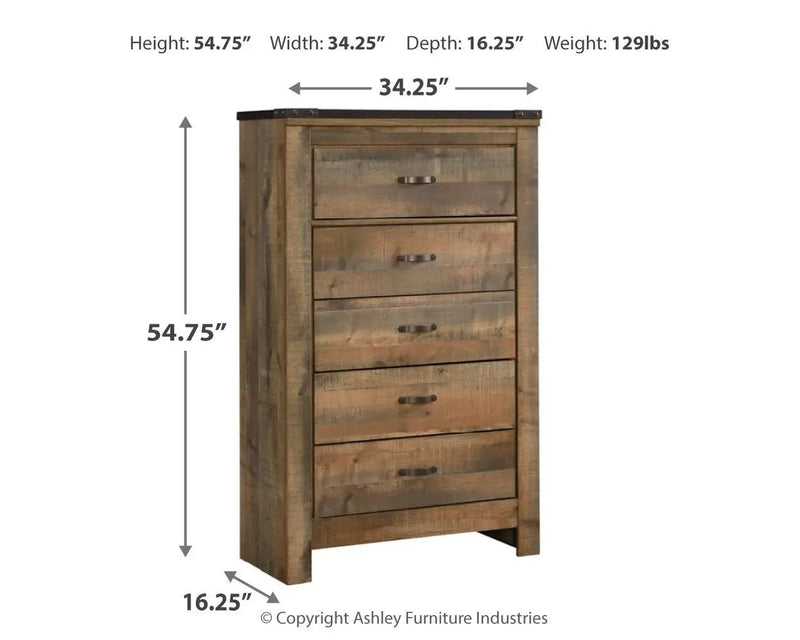 Trinell - Five Drawer Chest - Brown by Unique Piece Furniture