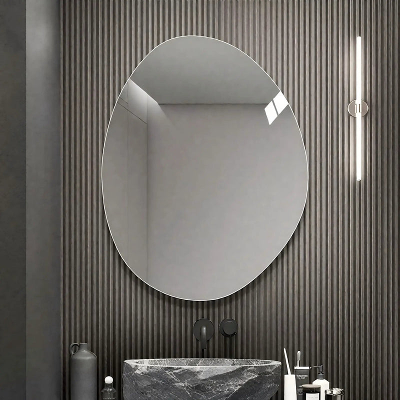 Asymmetrical Bathroom Wall Mirror - Silver by HouseOfZazla