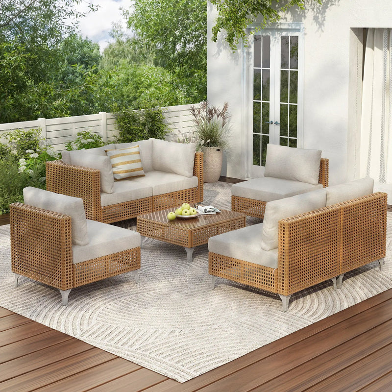 K&K 7-Piece Wicker Patio Furniture Set by HouseOfZazla