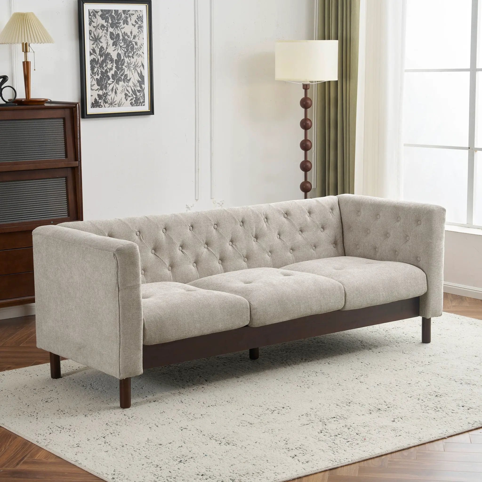 Upholstered Sofa Modern 3 Seater Sofa Couch With Tufted Design For Living Room by HouseOfZazla