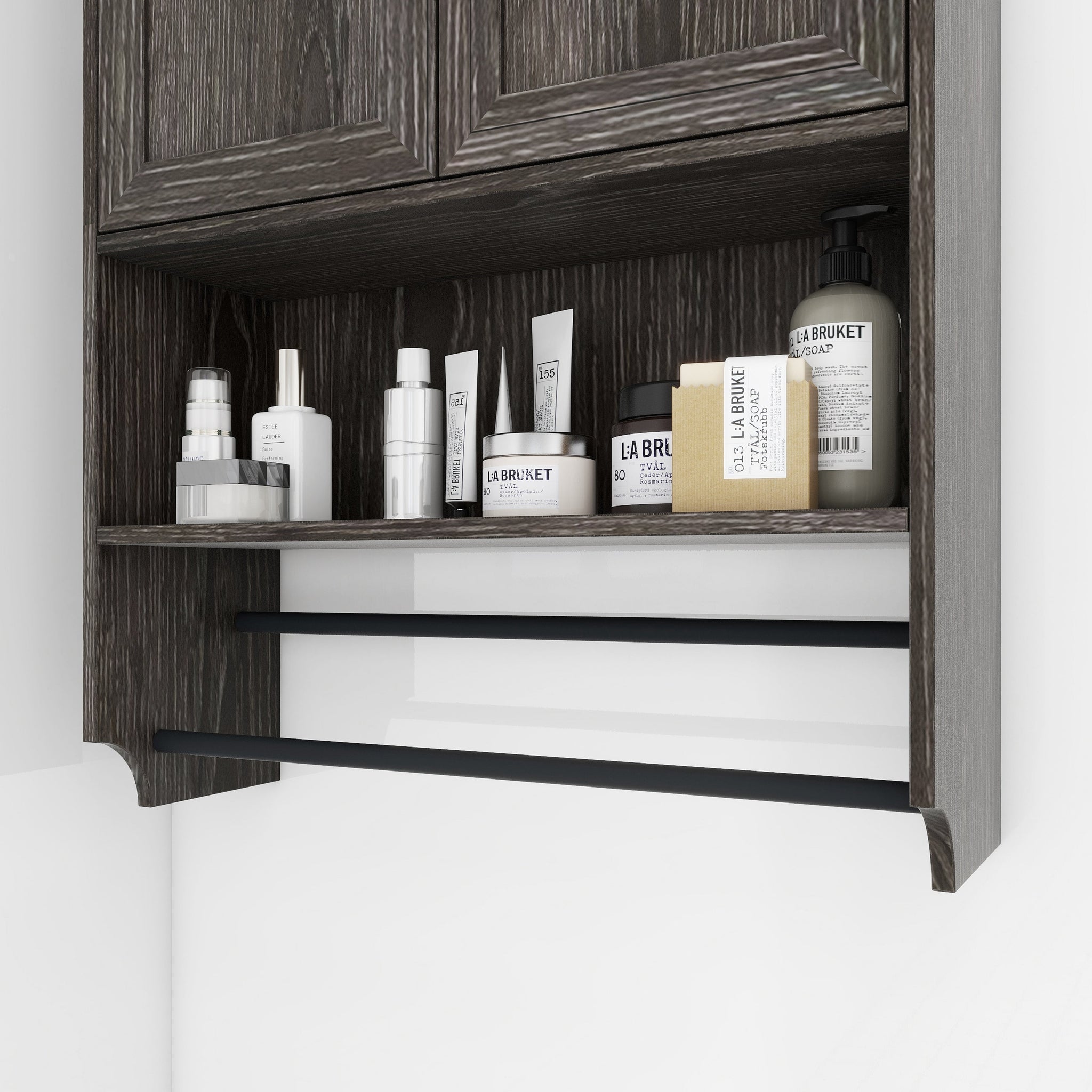 Bathroom Wall Cabinet with Doors, Adjustable Shelf, Towel Bar and Paper Holder by HouseOfZazla