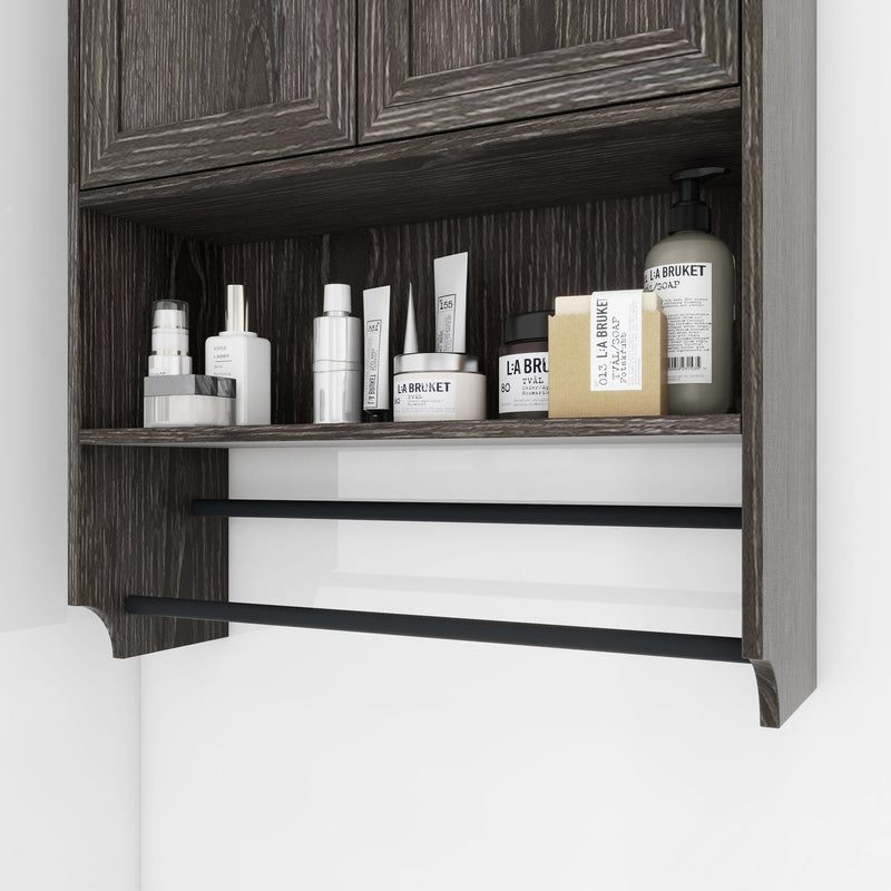 Bathroom Wall Cabinet with Doors, Adjustable Shelf, Towel Bar and Paper Holder by HouseOfZazla