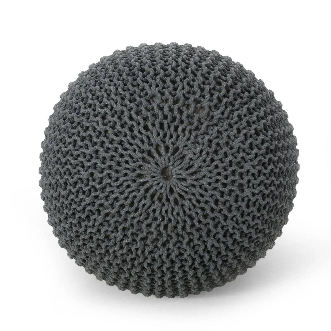 Bordeaux Knitted Cotton Round Pouf - Versatile Ottoman and Floor Cushion by HouseOfZazla