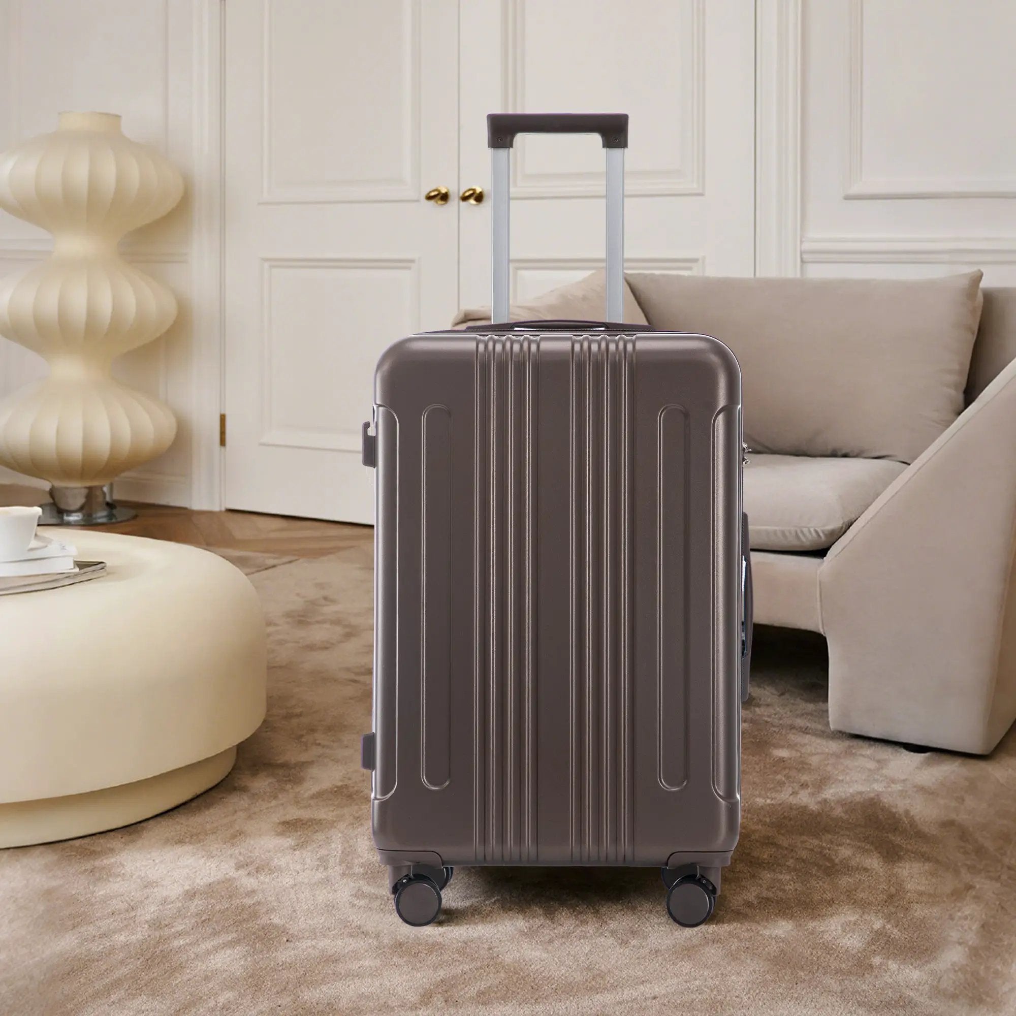 3 Piece ABS Spinner Wheel Luggage Set (Brown) by HouseOfZazla