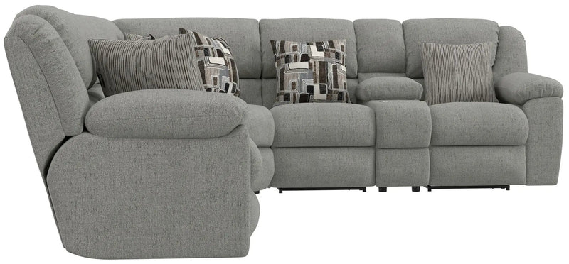 Quinn - 3 Piece Reclining Sectional With 4 Reclining Seats, Storage Arms, Storage Console With Lights, And Drop Down Table - Nature by Unique Piece Furniture