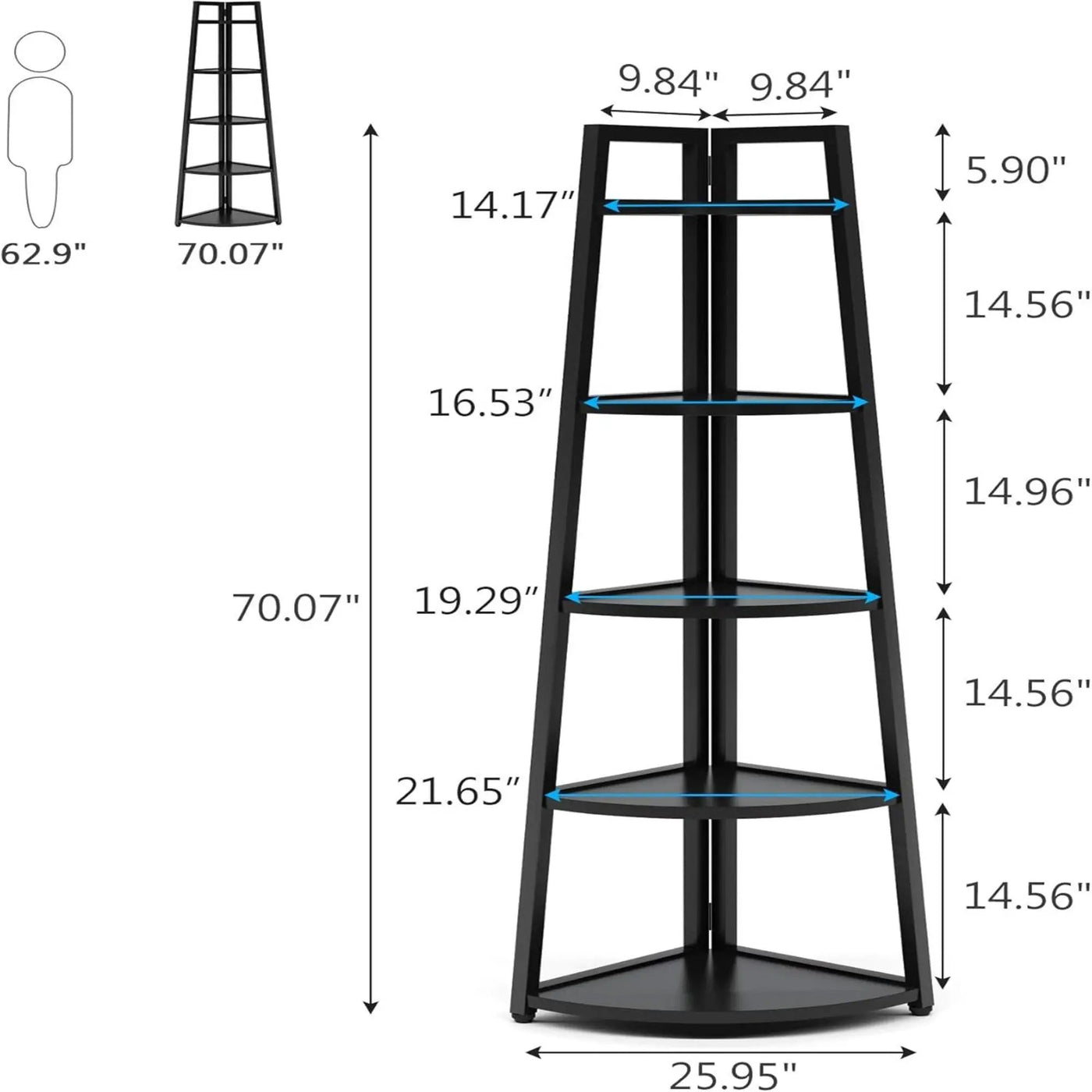 Tall 5 Tier Corner Bookshelf For Living Room by HouseOfZazla