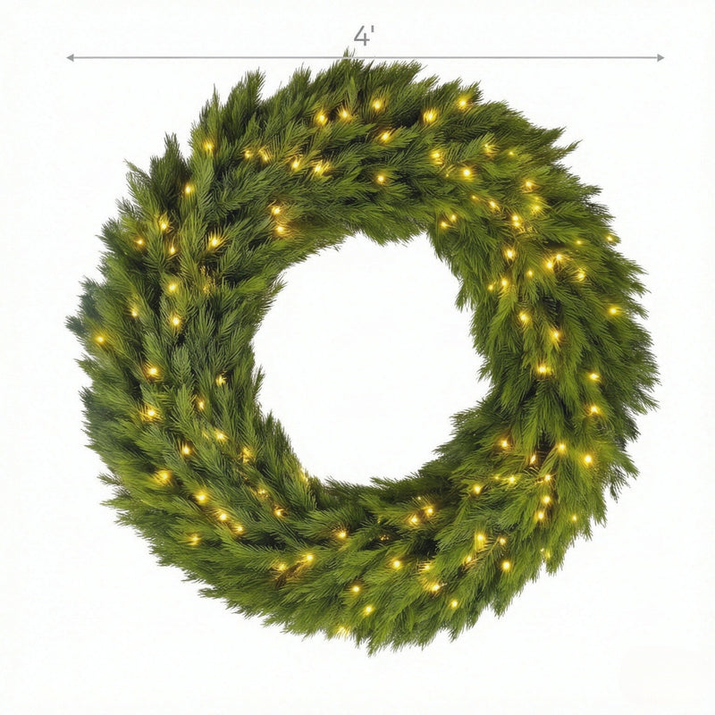 48in Pre-Lit Norwegian Spruce Christmas Wreath with 150 LED Lights - Green, photo 2 of 8