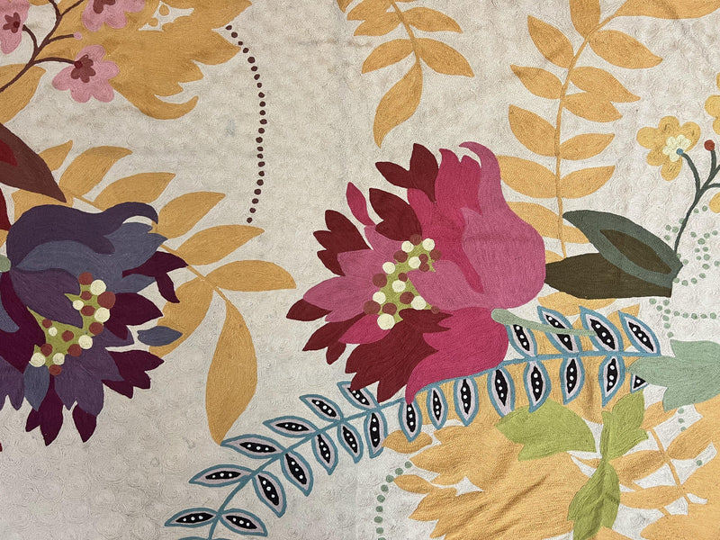 Indian Hand Stitched Rug 4x6, Floral, Silk, Large Floral Design by Jewel Rugs