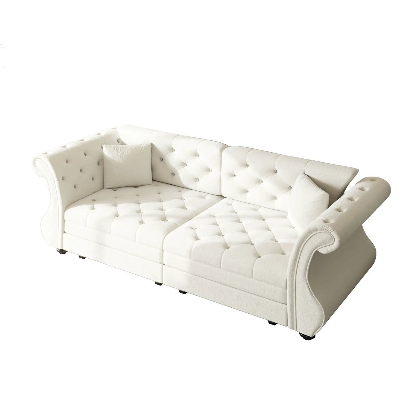 Oversized Chesterfield Pull Out Sofa Bed, Roll Arm Couch With Flower Tufting For Living Room by HouseOfZazla