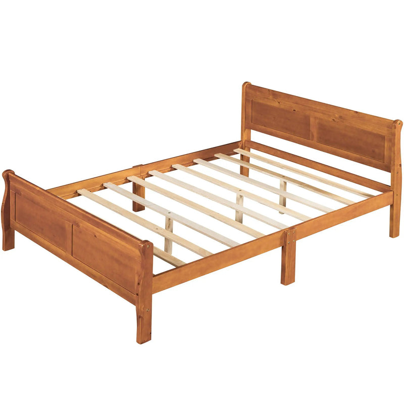 Platform Bed Frame Mattress Foundation Sleigh Bed With Headboard / Footboard / Wood Slat Suppor by HouseOfZazla