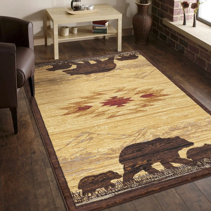 Nature's Nest - 5'3" X 7'3" Lodge Area Rug - Multi / Beige by Unique Piece Furniture