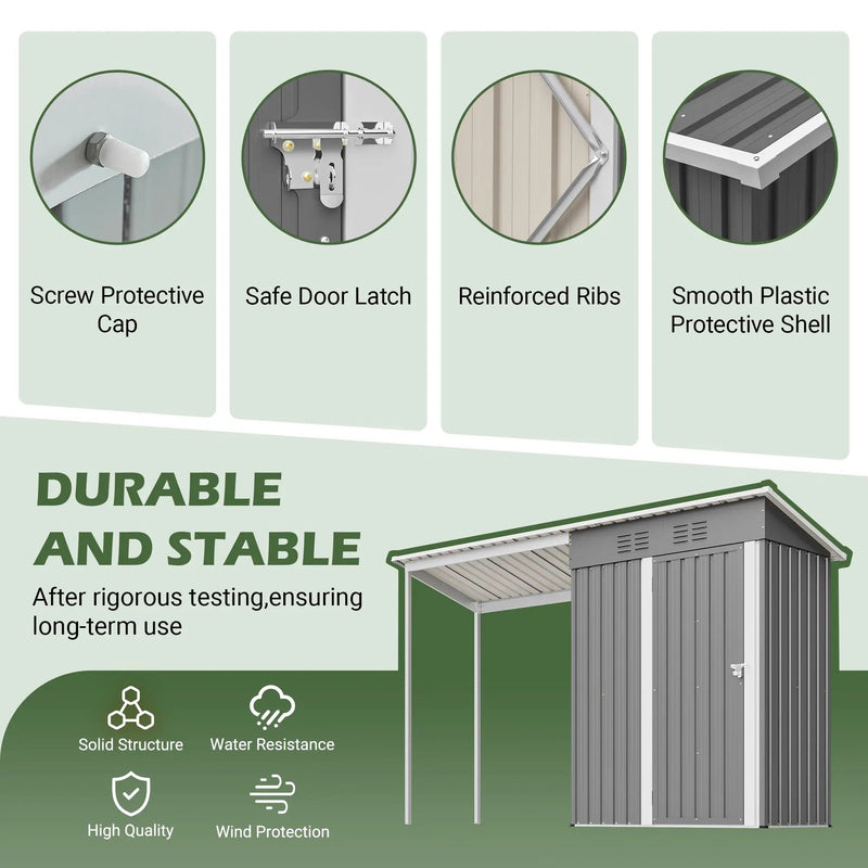 Durable 5x3FT Galvanized Steel Shed & Gazebo Combo by HouseOfZazla