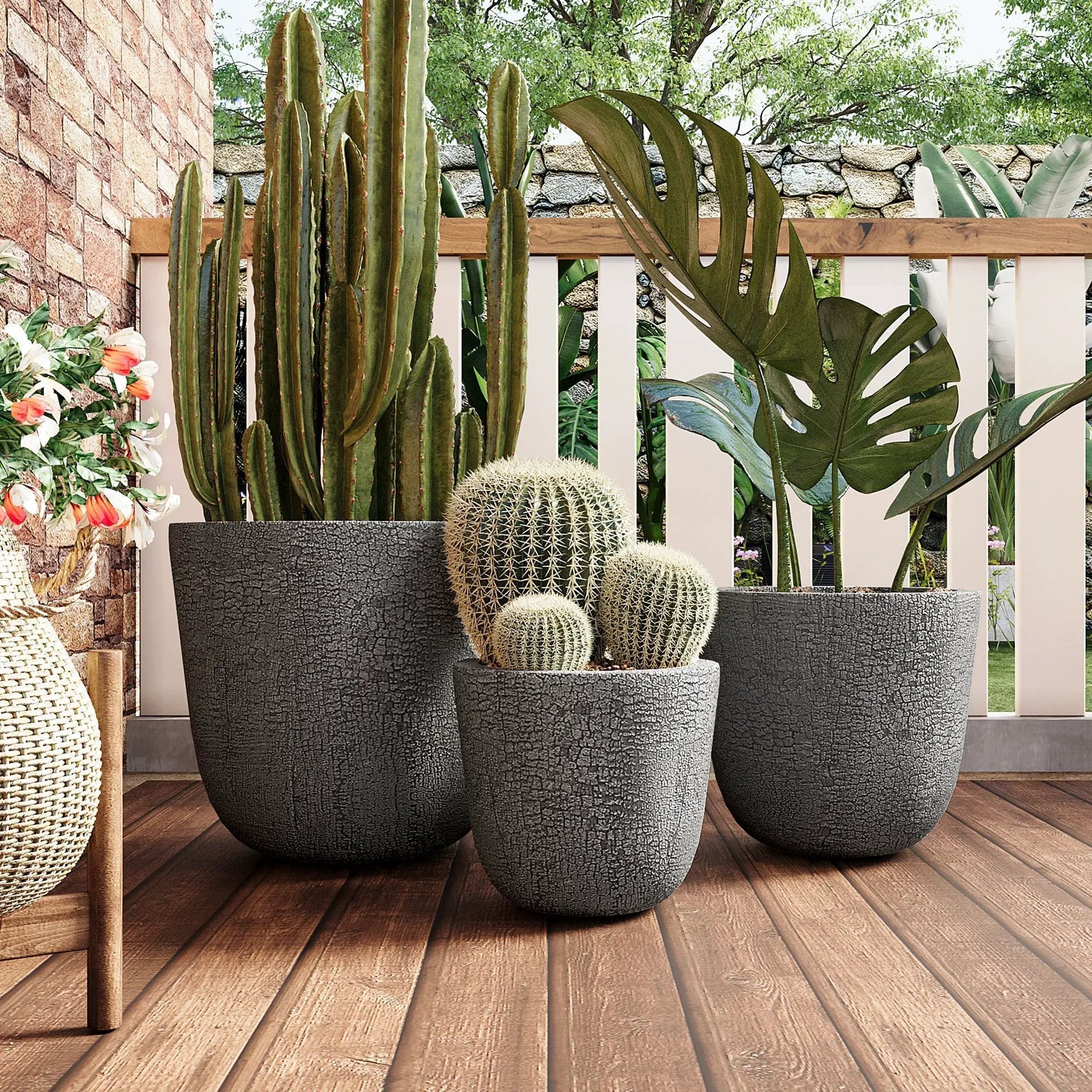U_STYLE Lightweight MGO Planter Set of 3 by HouseOfZazla