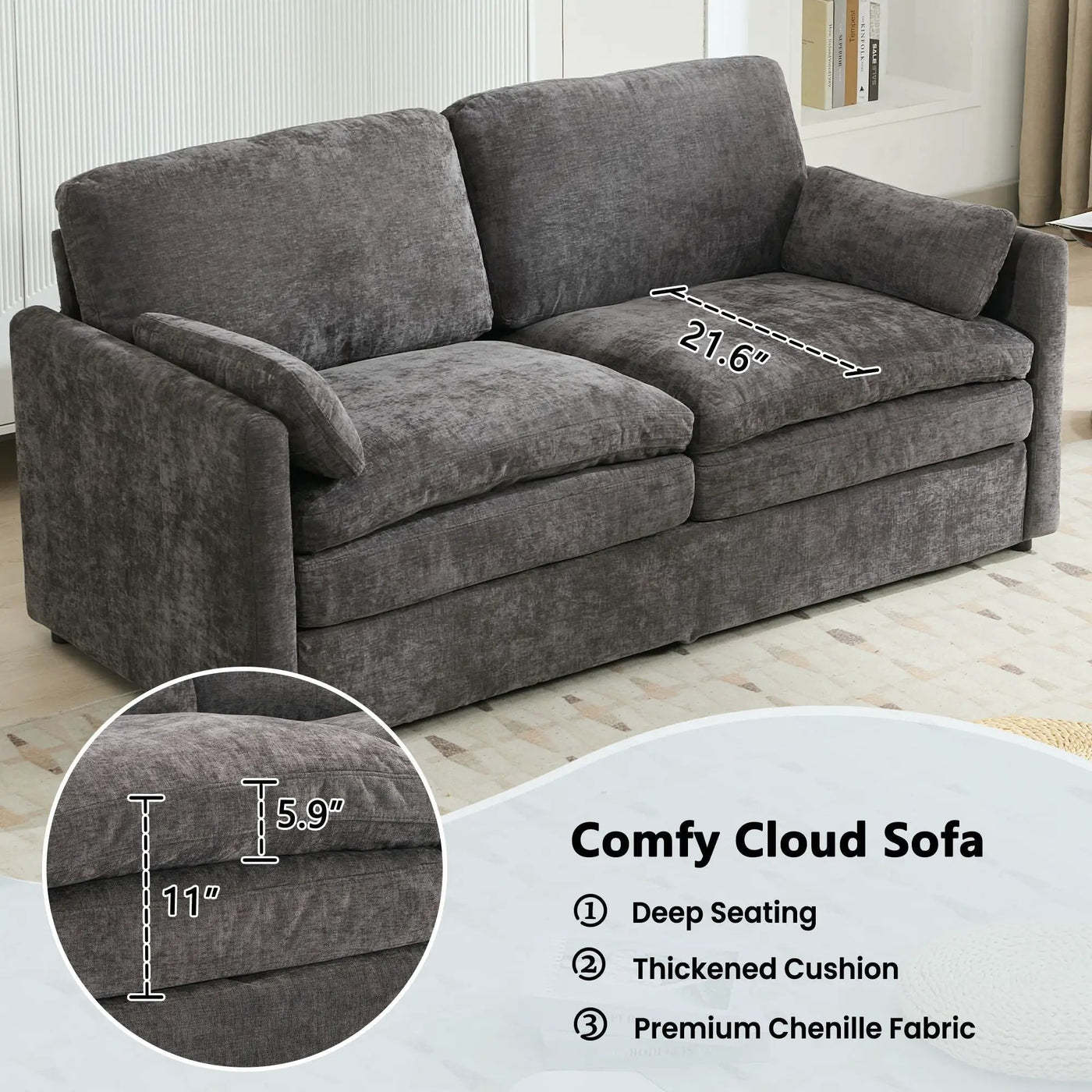 Cozy Upholstered Cushion Loveseat Sofa For Living Room by HouseOfZazla