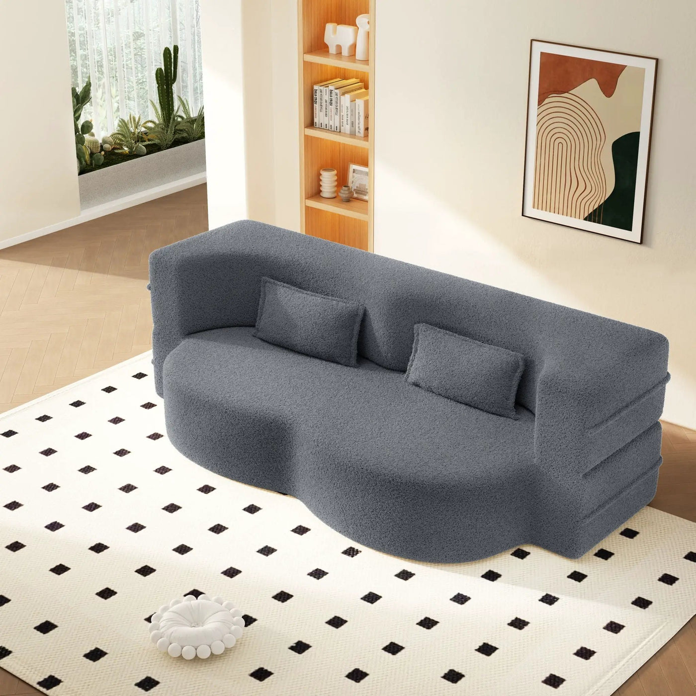 Modern Floor Sofa With 2 Pillows, Twin Size For Living Room by HouseOfZazla