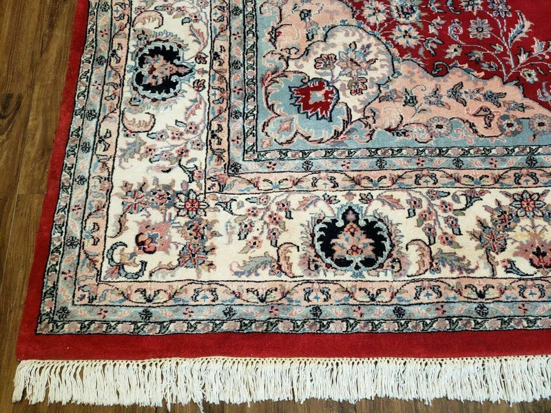 9' X 12' Vintage Handmade India Medallion Wool Rug Vegetable Dyes Nice Red by Jewel Rugs