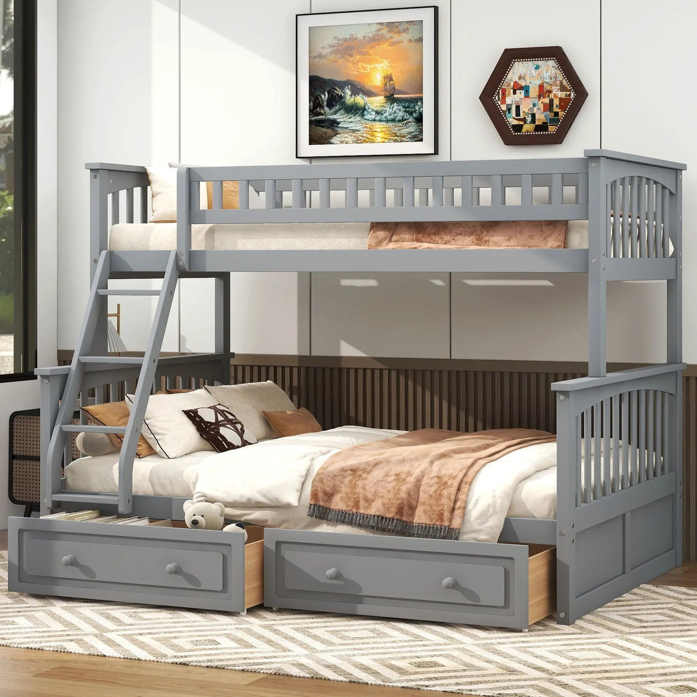 Bunk Bed With Drawers, Convertible Storage Bed by Unique Piece Furniture