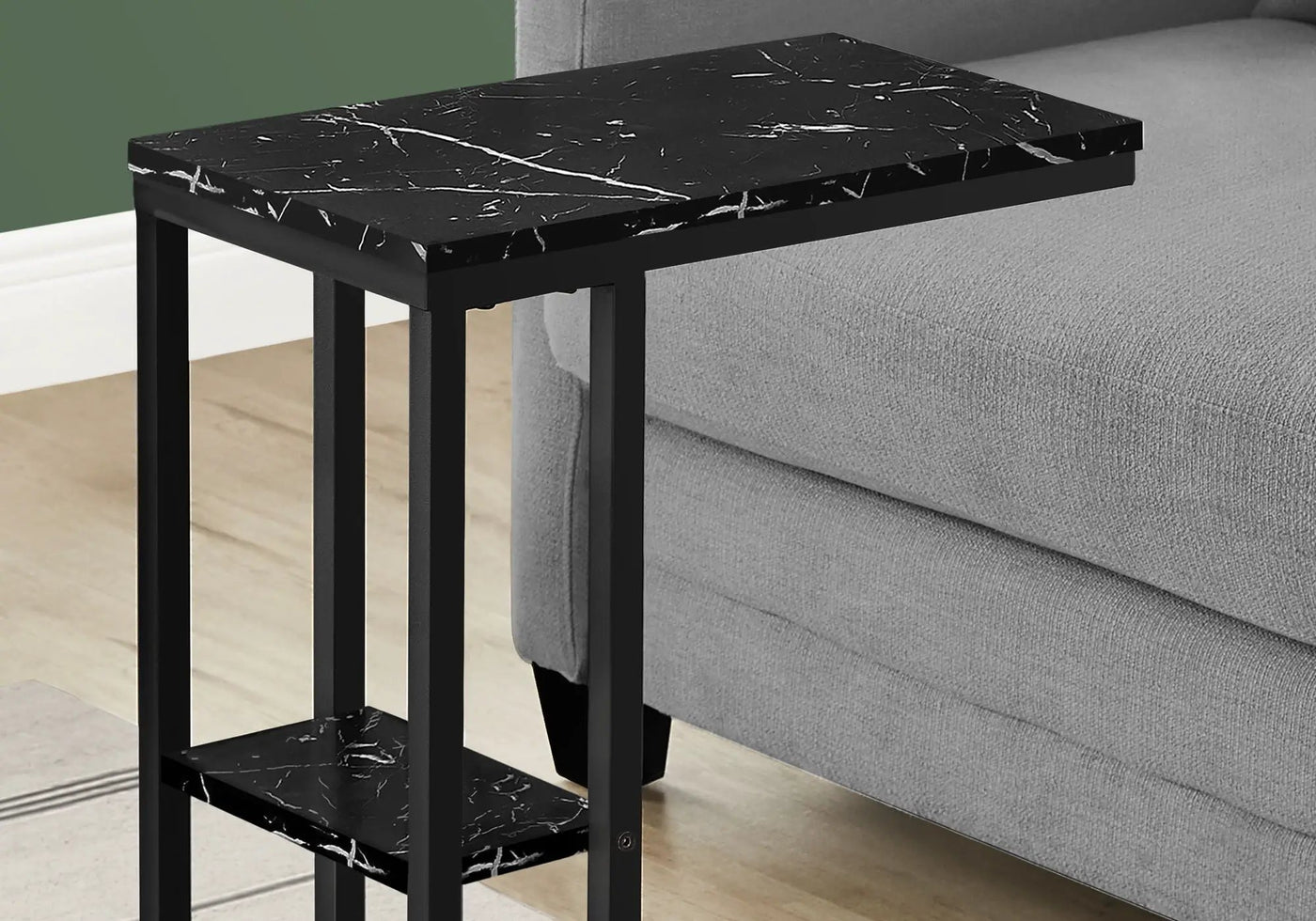Accent Table, C-Shaped, Marble Look Contemporary & Modern Convenient Design by HouseOfZazla