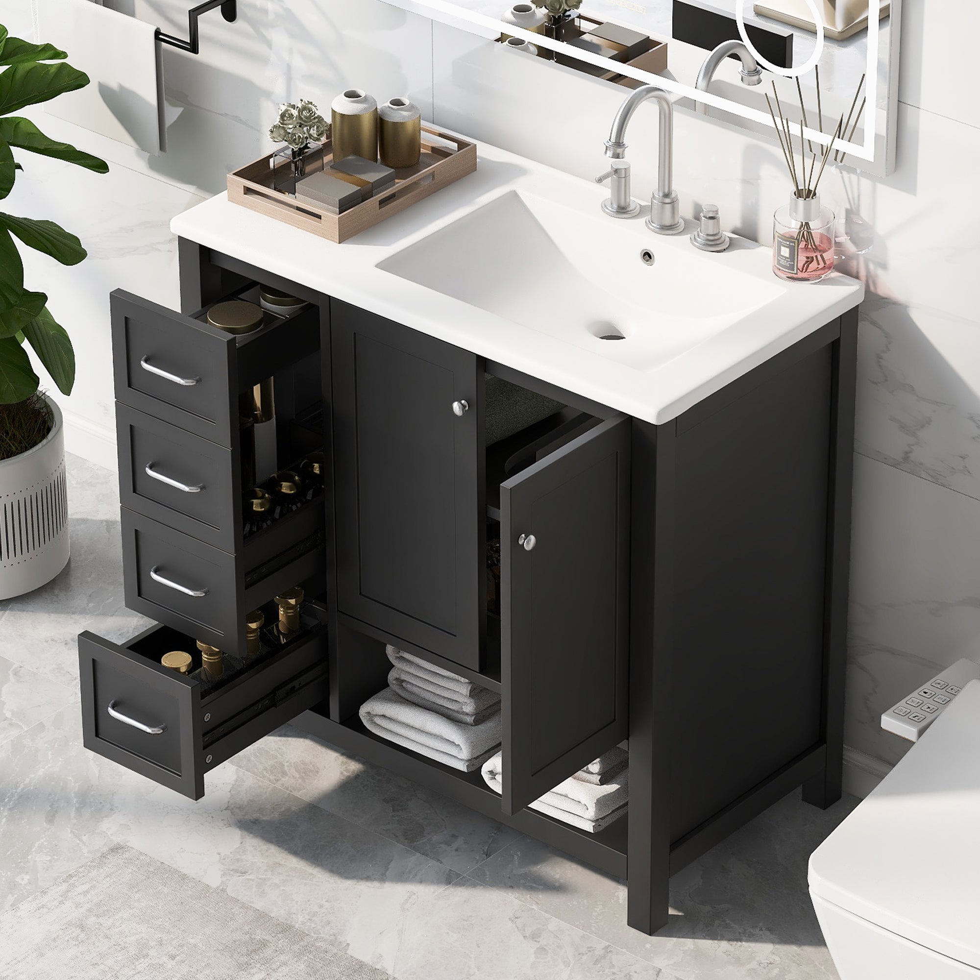 36" Bathroom Vanity with Sink Top and Storage Cabinet by HouseOfZazla