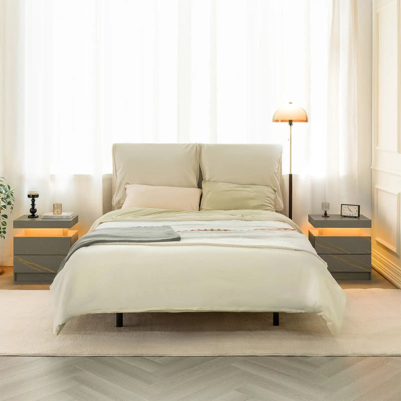 Modern LED Bedside Table with Two Drawers by HouseOfZazla