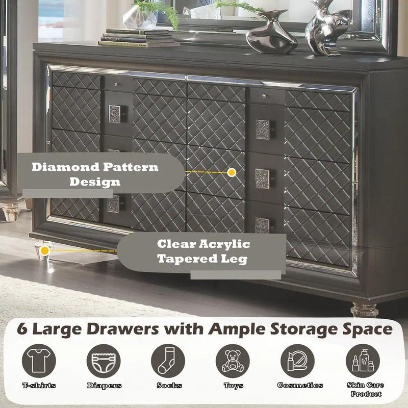 Sawyer - Dresser - Metallic Gray