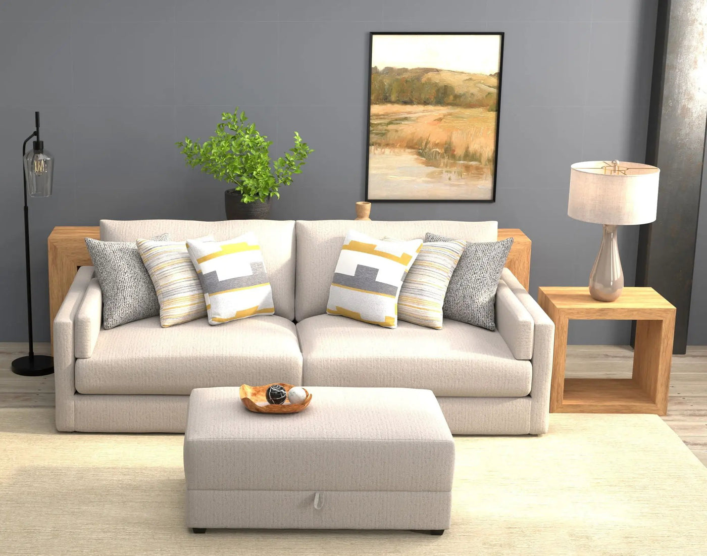 Trevor - Extra Deep Oversized Sofa With Included Storage Cocktail Ottoman by Unique Piece Furniture