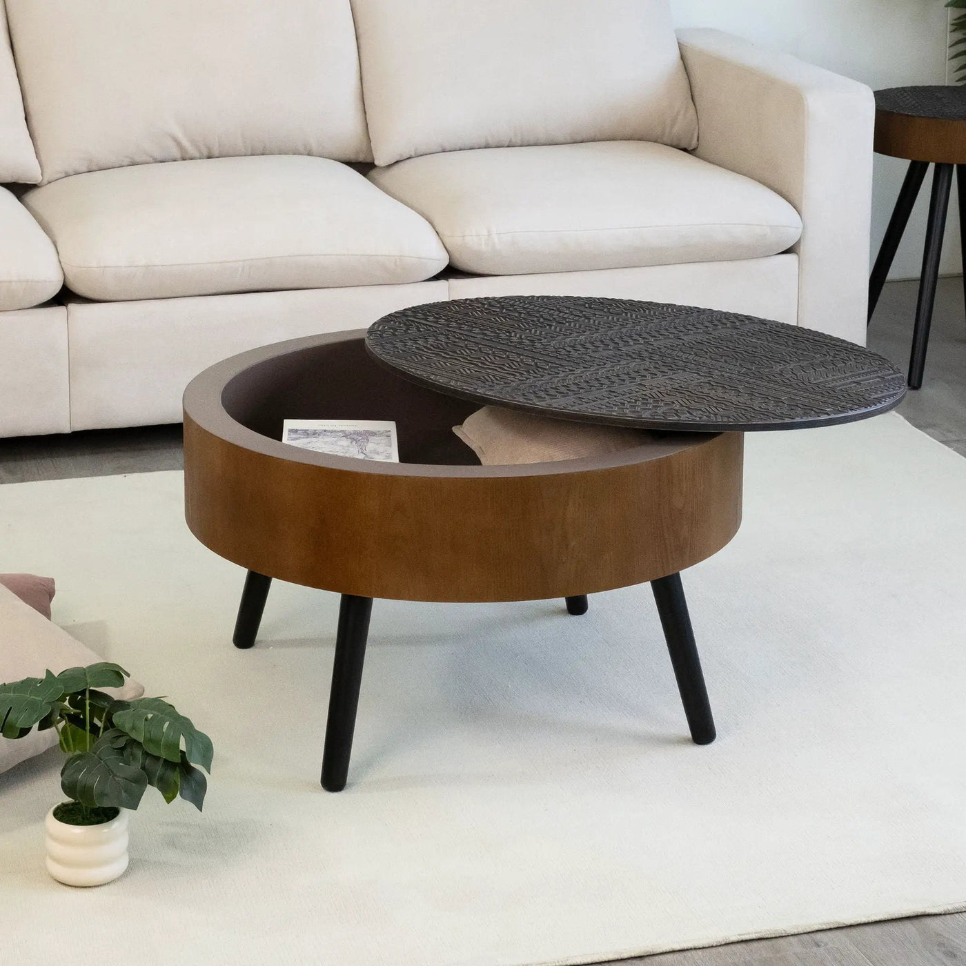 Round Coffee Table With Storage Function For Living Rooms by HouseOfZazla