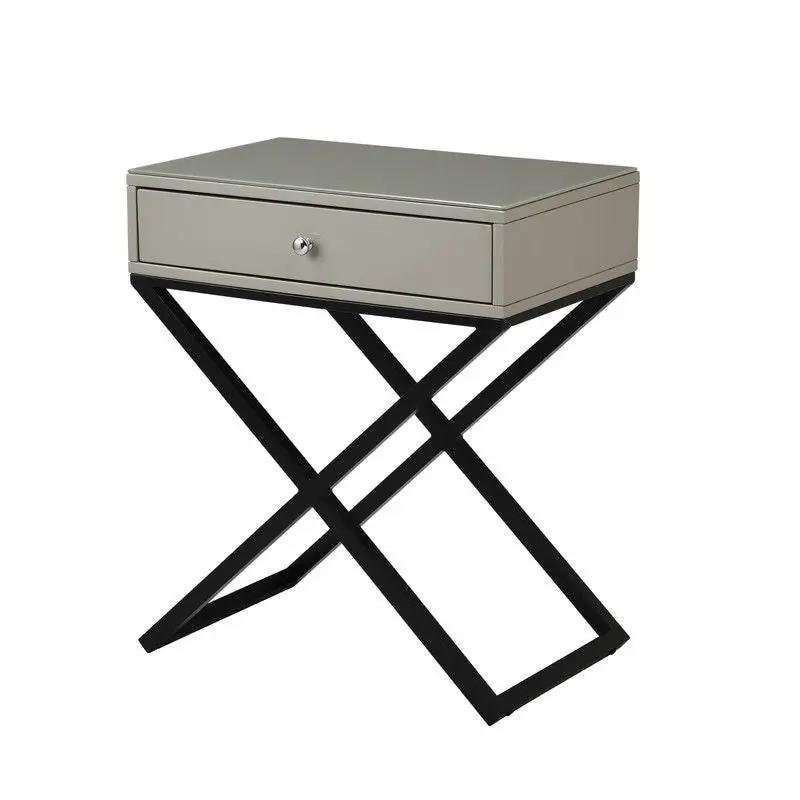 Koda - End Side Table Nightstand, Drawer And Cross Base by HouseOfZazla